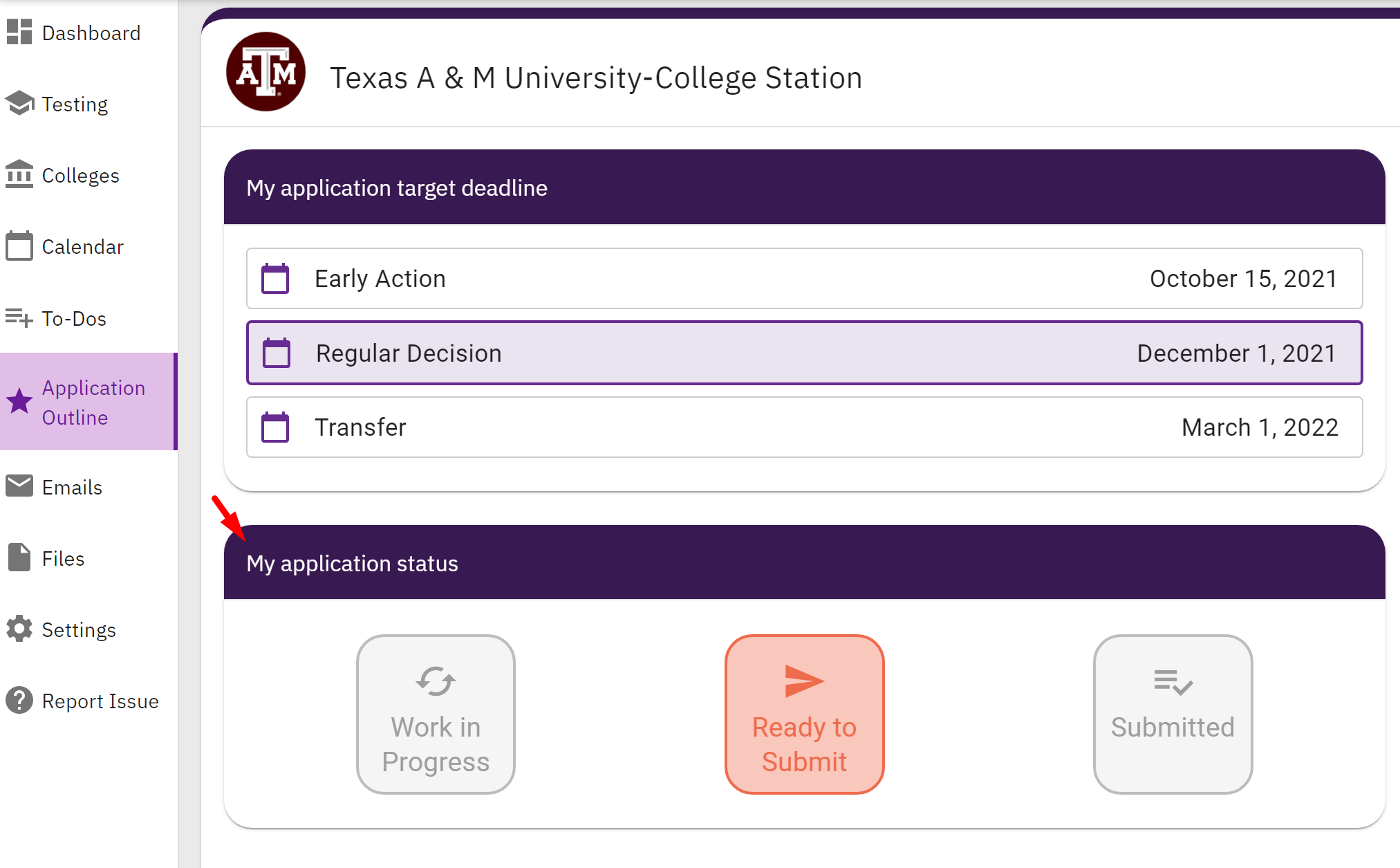 ramapo college check application status