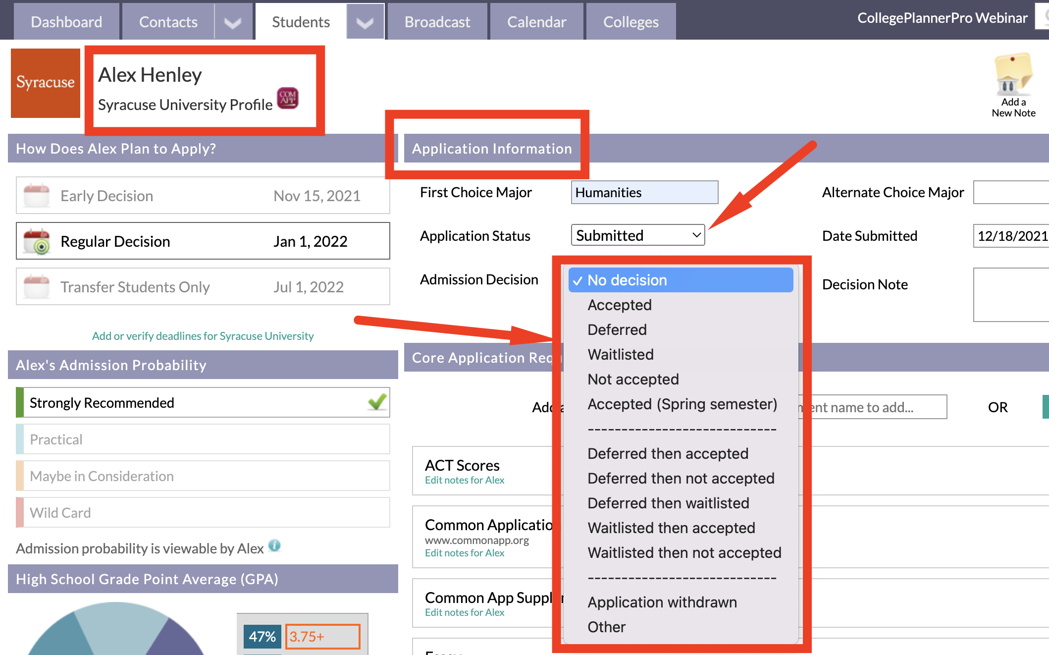 How Do I Track The Admission Decision For A Student